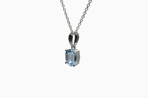 Divya दिव्या | Blauer Topas | Halskette | Silber | Rhodiniert